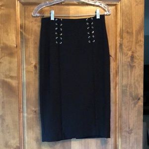 WHBM Black pencil skirt w/ tie accents